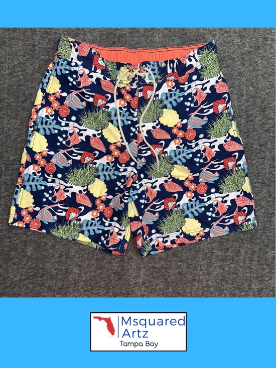 Nautica Other - Nautica Coral Reef Tropical Swim Trunks Men's Medium Fish Print Mesh Lined